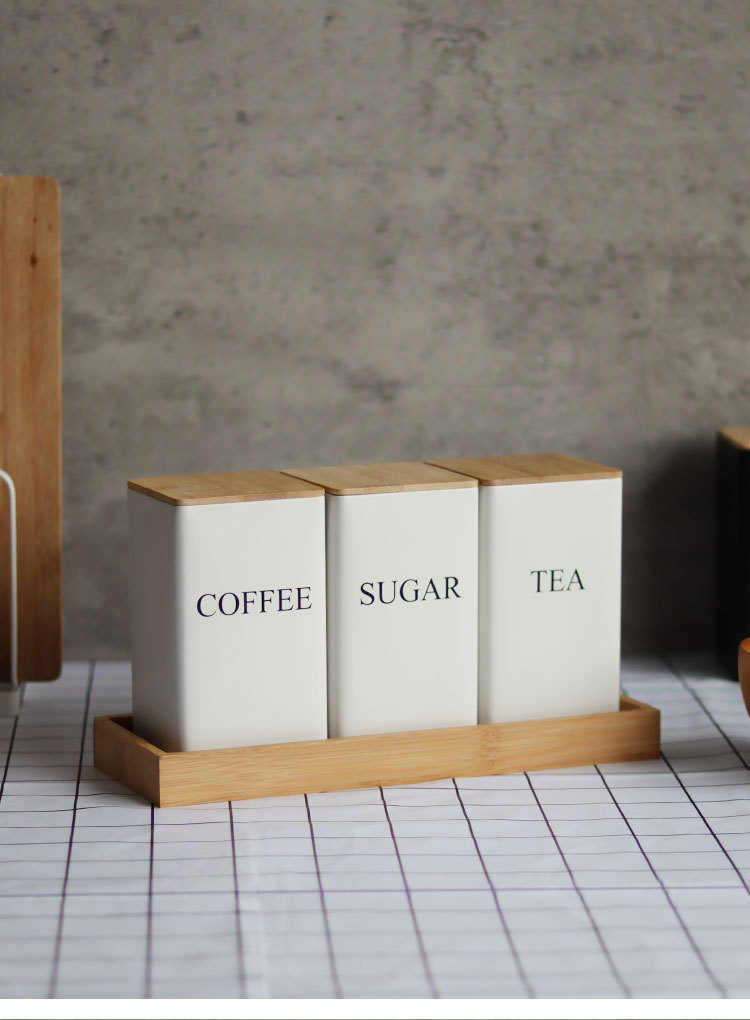 厨房用品竹盖方形铁盒coffeetea咖啡豆罐糖果茶叶包装现货茶叶罐详情11