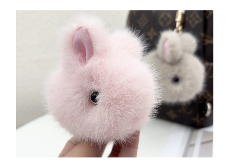 仿水貂毛小兔子迷你版可爱书包毛绒挂饰公仔小玉兔汽车钥匙扣挂件详情9