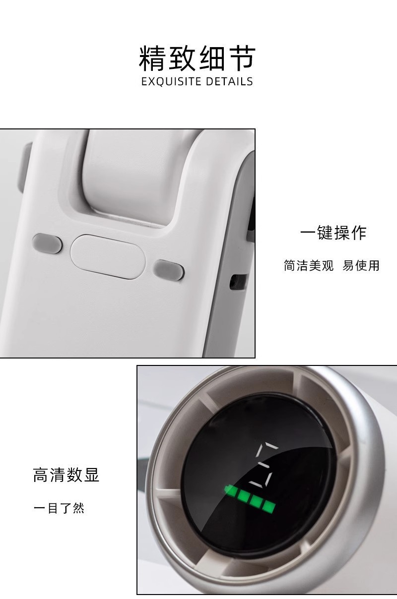 迷你手持涡轮小风扇N607数显风力usb充电便携折叠挂脖高速5挡暴力详情10