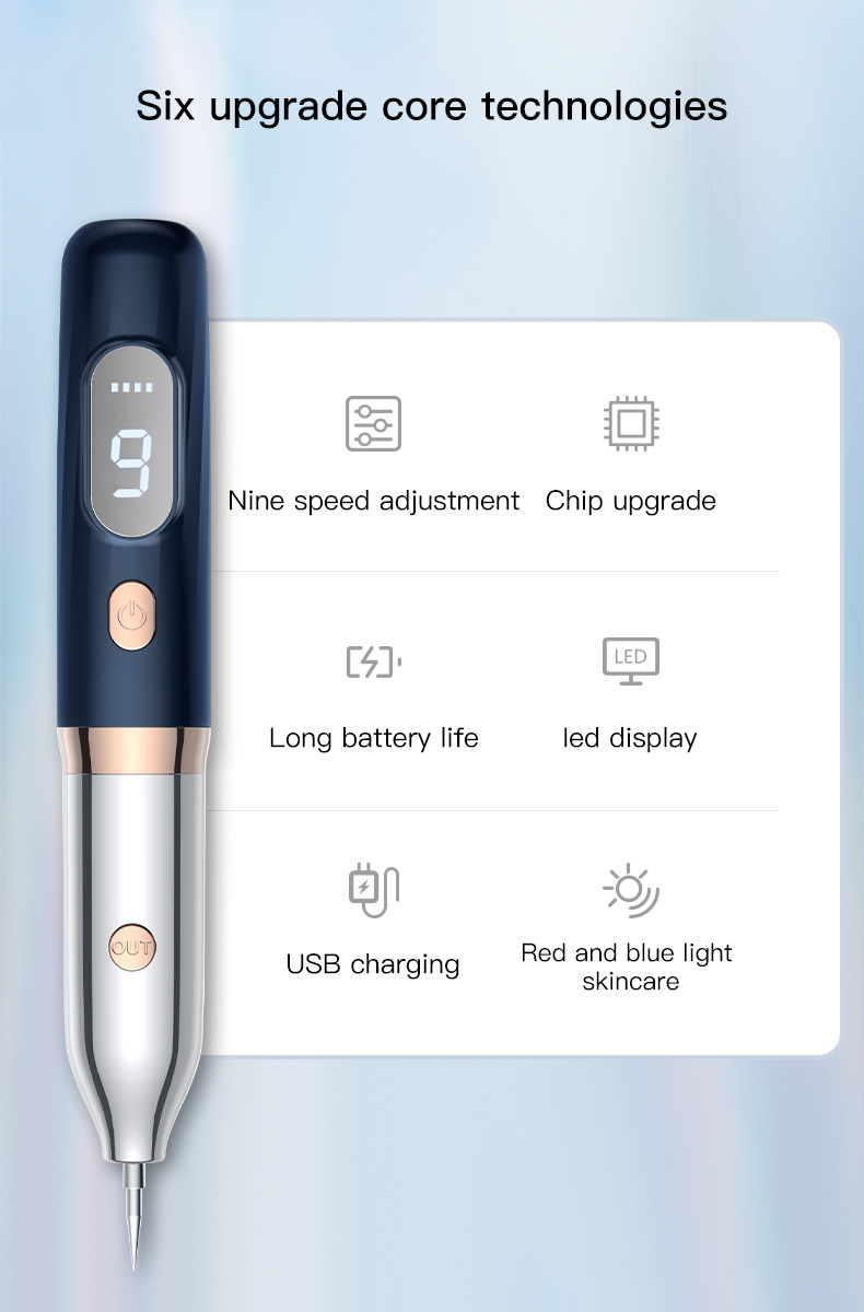 shanilak cross-border multi-functional LCD red and blue light adjustable home red and blue light beauty pen is portable for spot removal pic 3