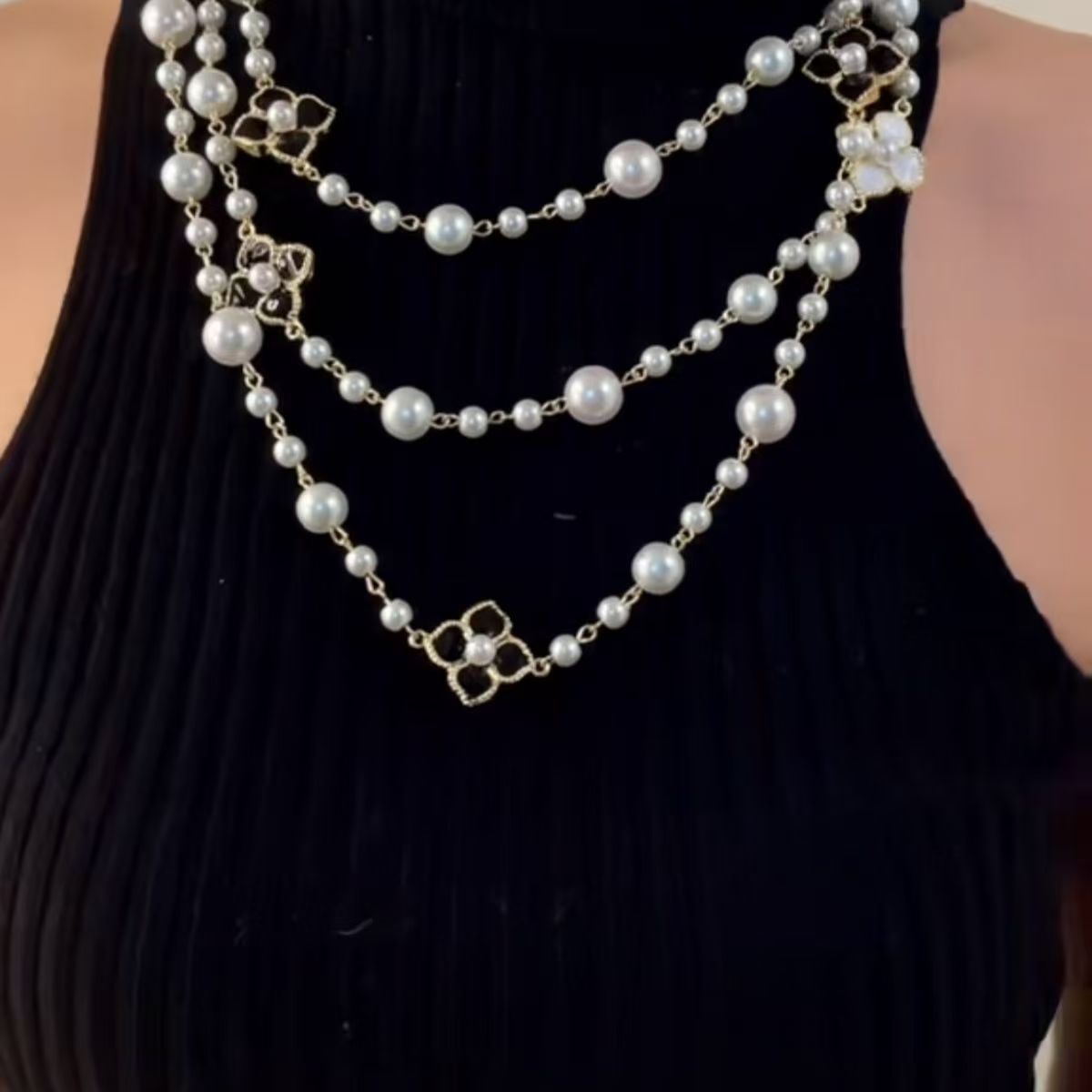 韩版新娘多层珍珠项链毛衣链长款名媛赫本同款婚纱旗袍项链配饰女详情15