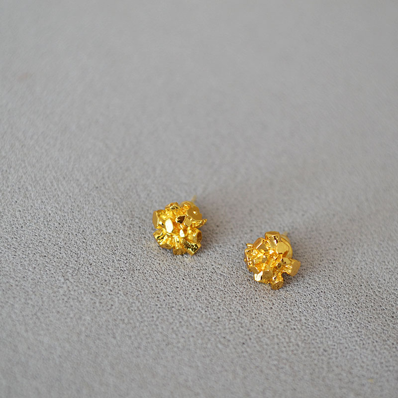 如钻一般闪耀金属光泽不规则晶簇芽简约黄铜镀金镀银925银针耳钉详情7