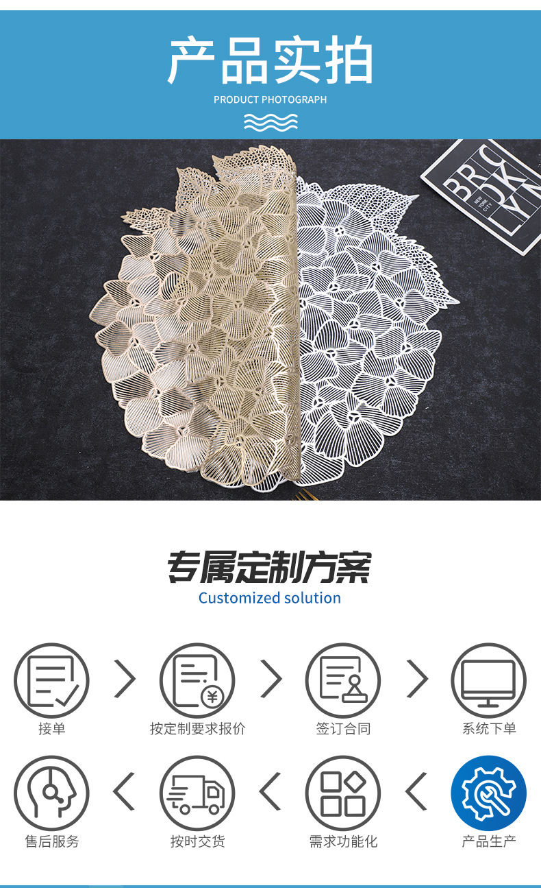 圣特pvc烫金圆形不规则隔热防滑茶几垫餐桌垫装饰垫餐垫简约风详情10