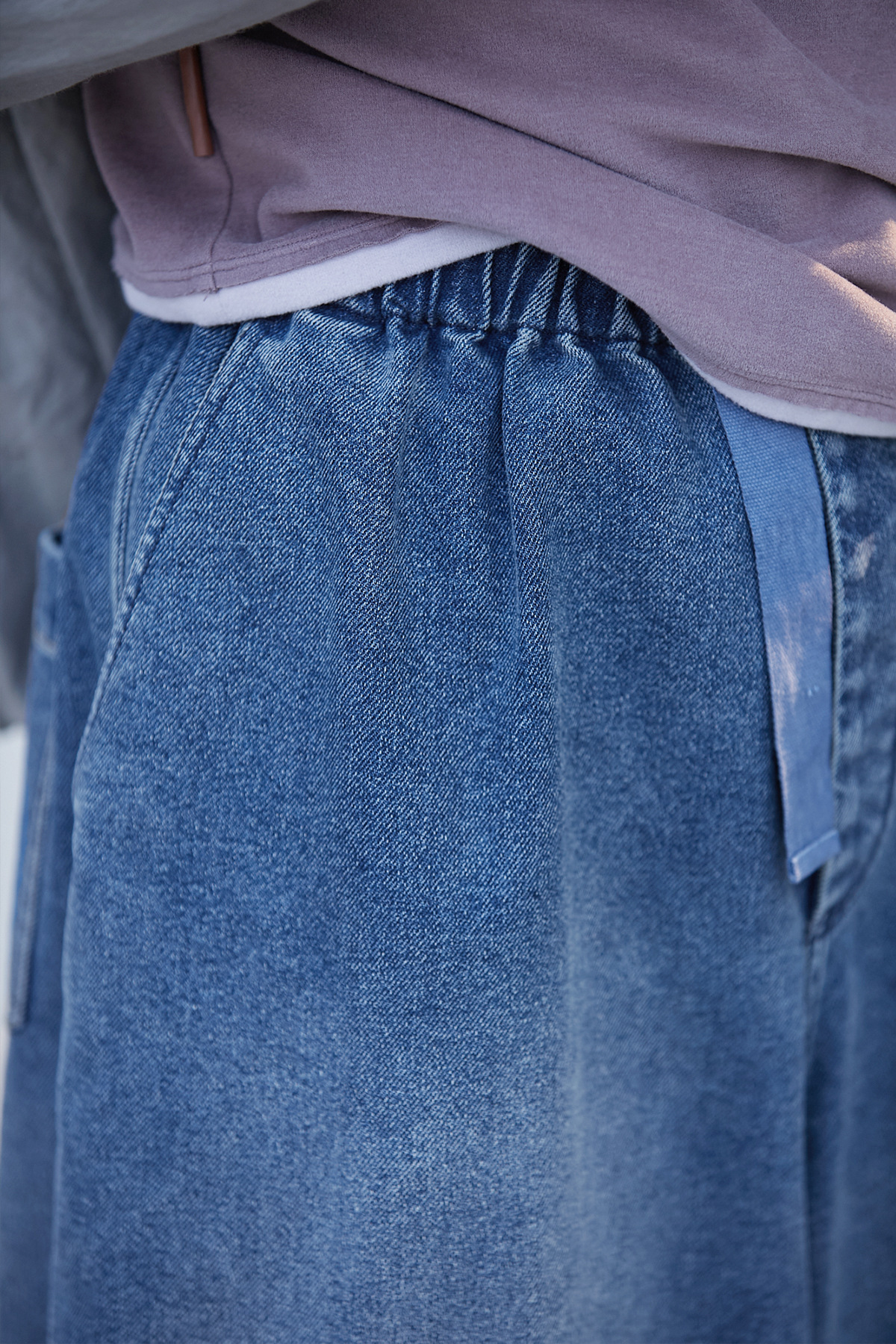 2025春秋款少年蓝色文艺小众松紧腰传统水洗磨毛休闲牛仔裤详情12