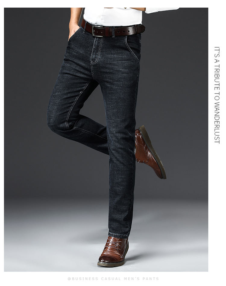 Зимой 2024 года в новых мужских джинсах с бархатными джинсами среднего возраста, деловых брюк среднего возраста pic 22