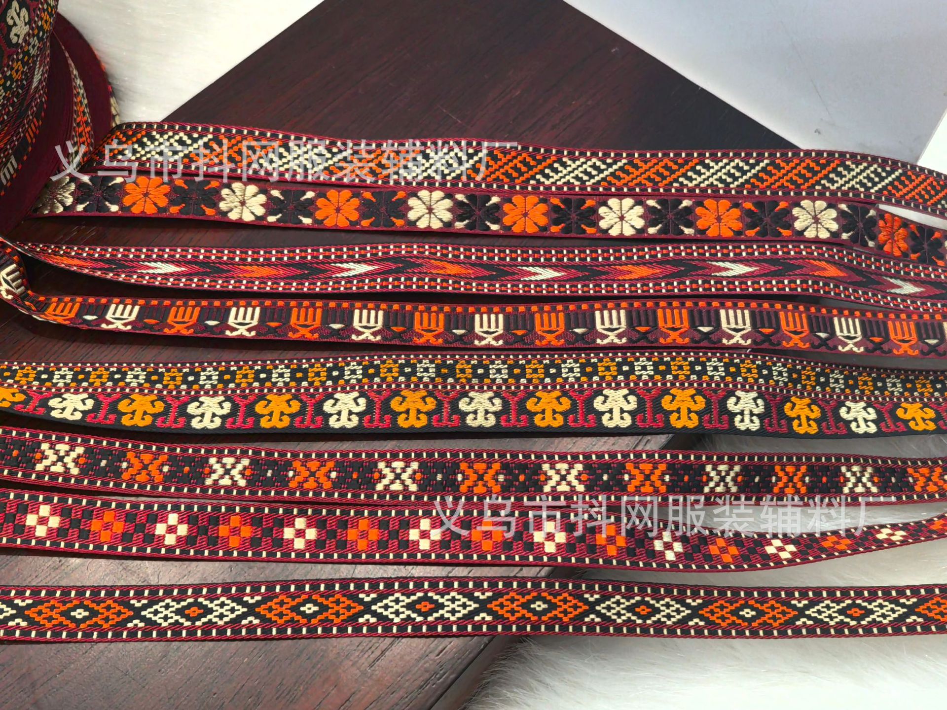 1.5-2.5cm复古民族风菱形图案提花织带服装辅料礼盒包装带日系风详情4