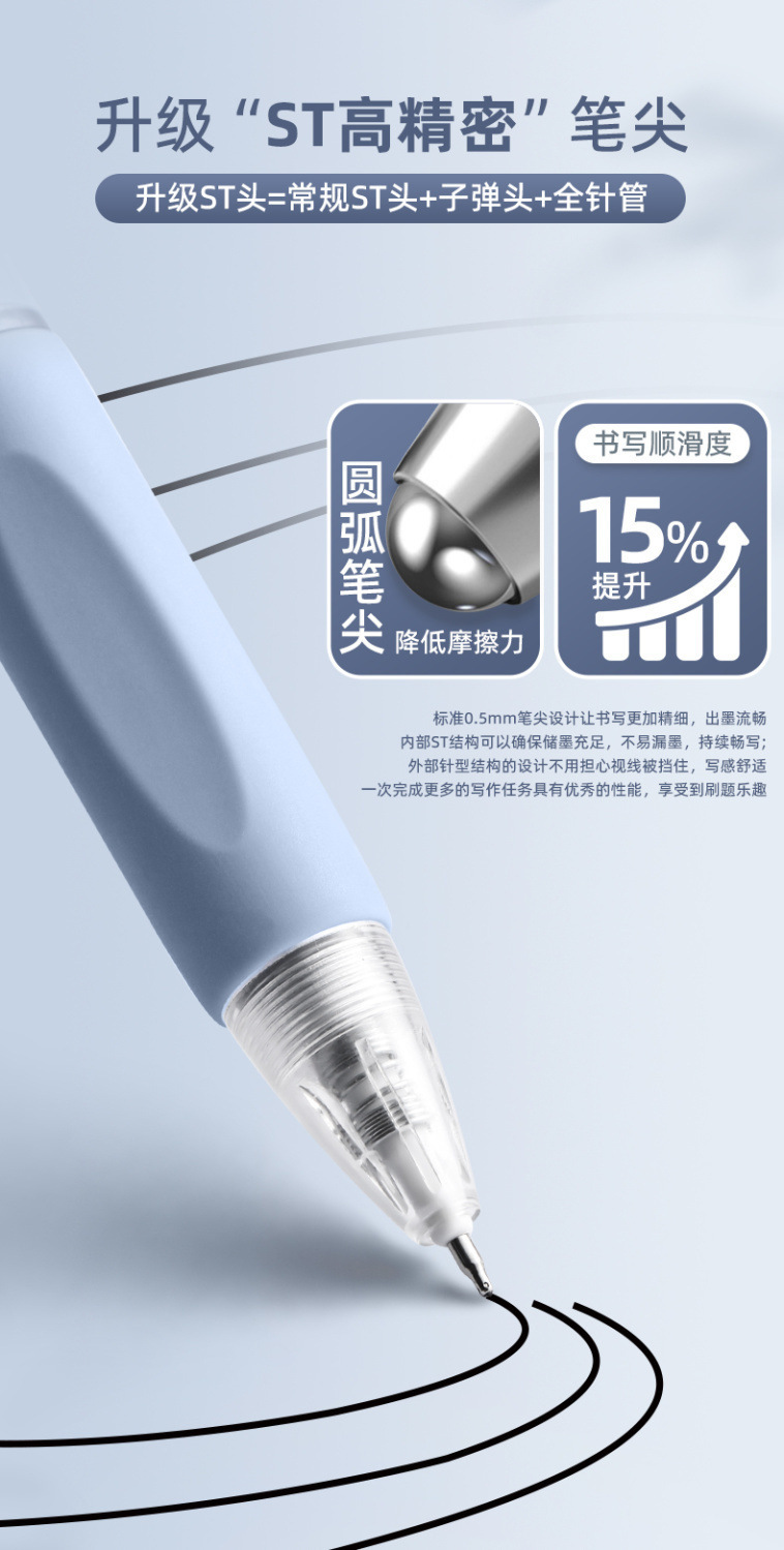 莫兰迪按动中性笔ST笔尖学生考试刷题笔渐变色速干0.5黑色中性笔详情2