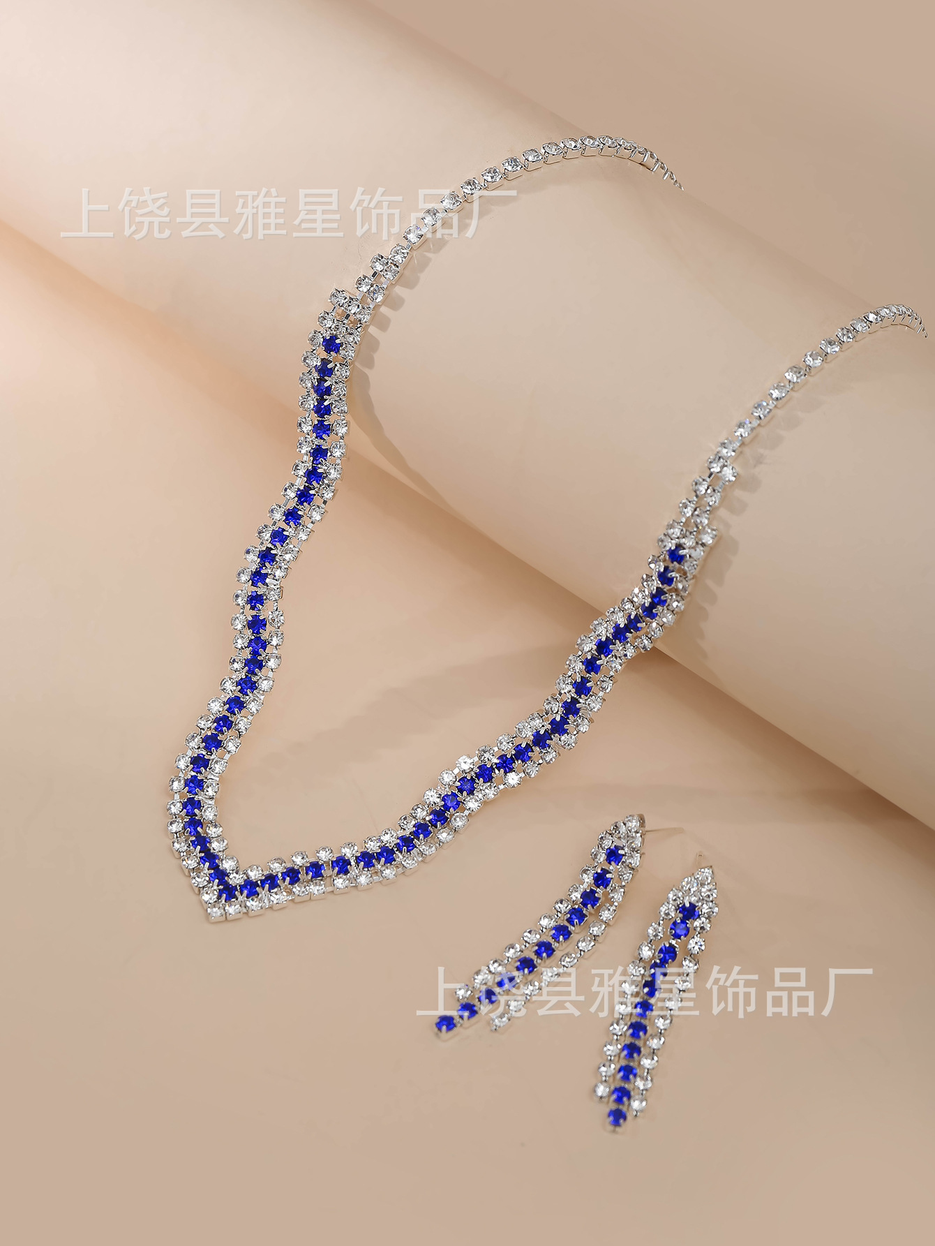 Europa y américa ins gota de agua conjunto de joyería personalidad moda color strass collar pendientes conjunto de novia accesorios pic 24