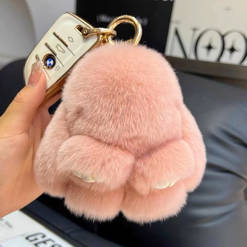 正版可爱獭兔毛公仔小兔子汽车钥匙扣挂件毛绒批货玩偶装死挂饰兔详情14