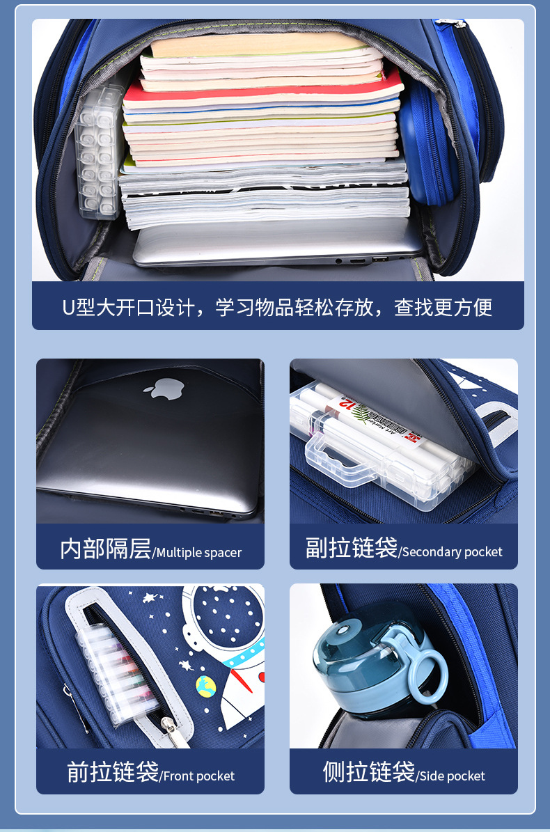 2023新款小学生书包1--6年级男女儿童双肩背包印字印logo耐磨减负详情8