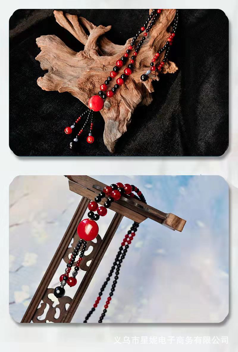 A589红黑玛瑙毛衣链