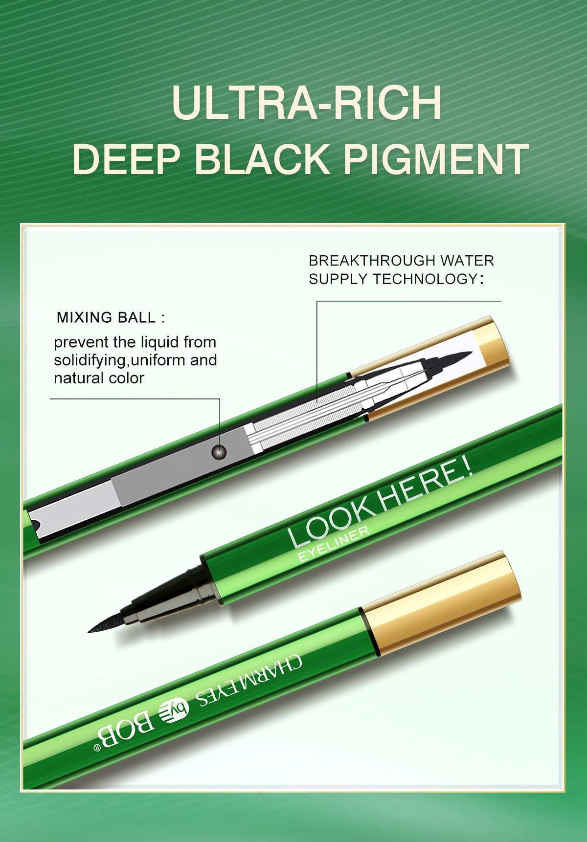 Cross-border exclusive bob eyeliner liquid pen, quick-drying, waterproof, long-lasting, non-smudging, natural and smooth, extremely fine eyeliner for the eyes pic 6
