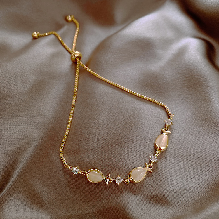 猫眼石简约小鱼手链女ins潮冷淡风小众手环个性设计气质手饰批发详情18