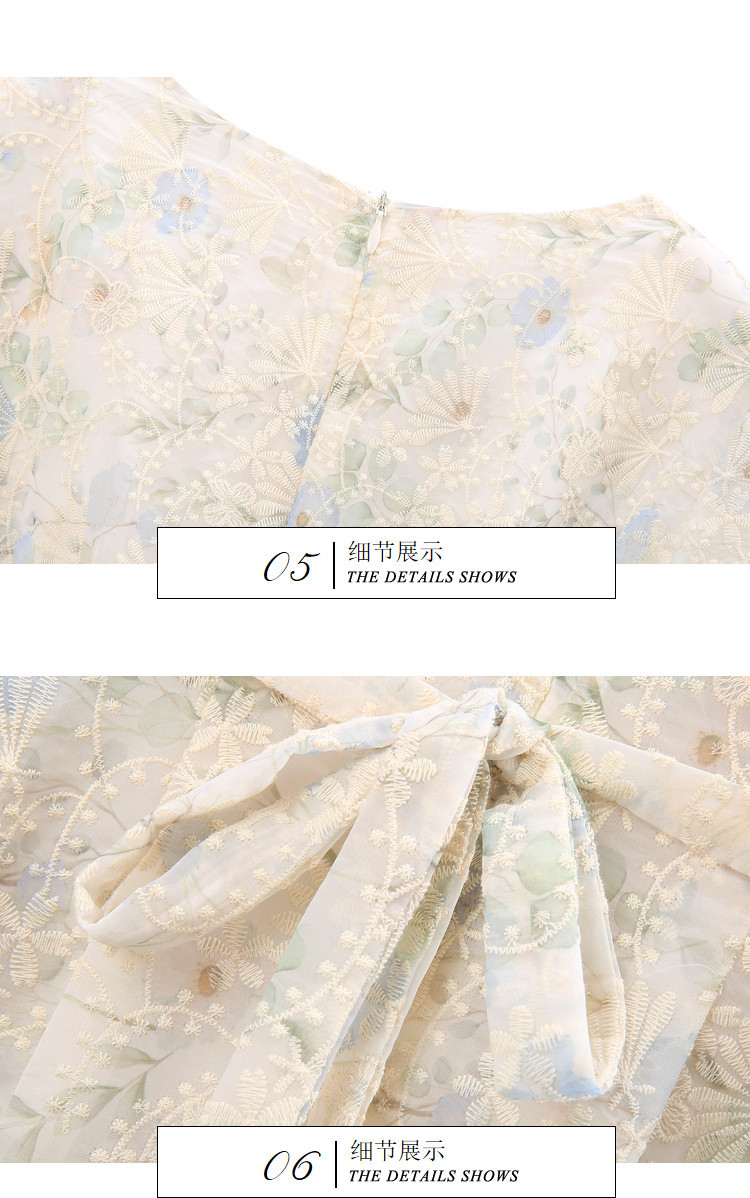 Summer round-neck, waist-cinching, slimming, gentle and elegant dress, French floral short-sleeved dress for women pic 15