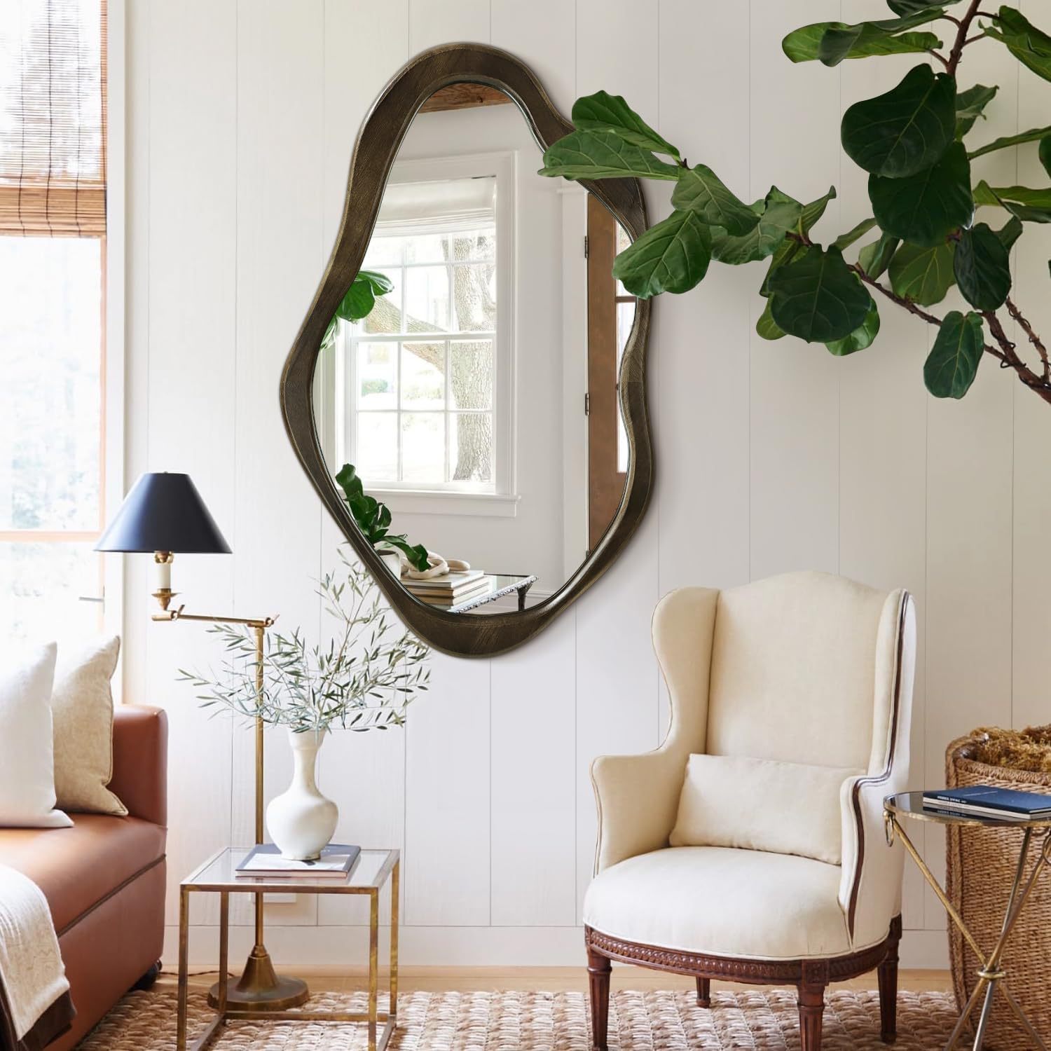 钢化镜中古风全实木异形镜壁挂式穿衣镜挂墙玄关装饰镜镜子全身镜详情10