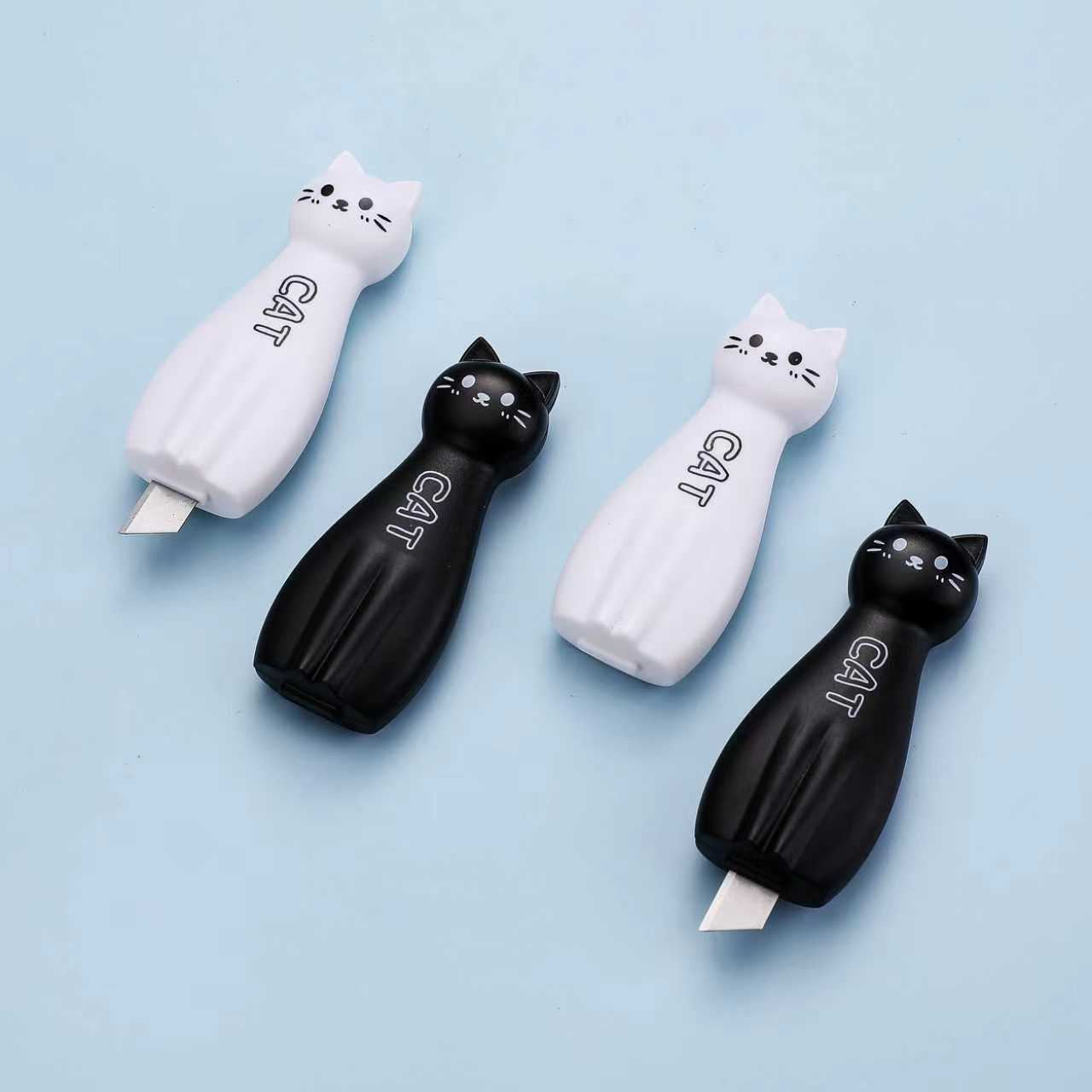 Black and white cat, small utility knife, paper cutter, office supplies, blade box, stationery storage pic 13