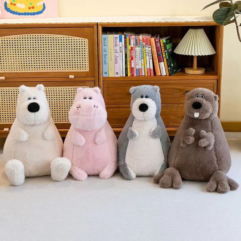 土拨鼠抱枕小熊毛绒公仔宝宝安抚玩偶批发跨境新款河马毛绒玩具秀绒玩具详情1