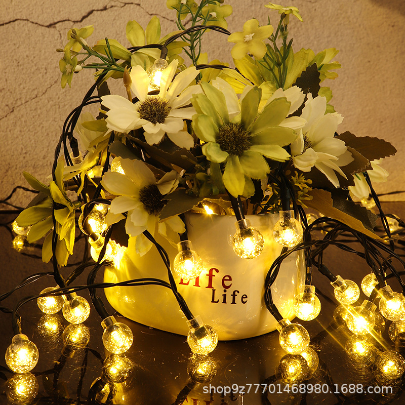 Solar air cannon ball lights, string of colored lights, LED light strings, romantic Internet celebrity decoration, bubble ball lights, camping decorative lights pic 11