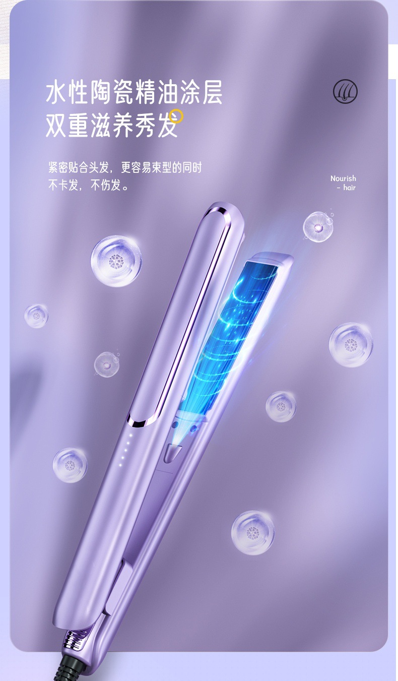 Both hair straightening and curling irons can be used without damaging hair. Adjustable temperature, straightening electric irons, bangs, small ironing board, curling iron pic 11