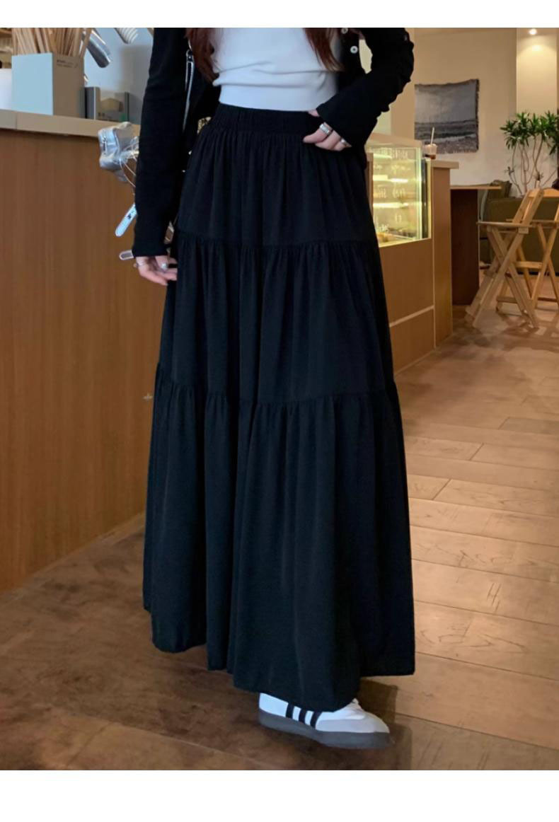 粉色半身裙女春秋夏季2024新款高腰显瘦a字长裙小个子蓬蓬蛋糕裙详情7