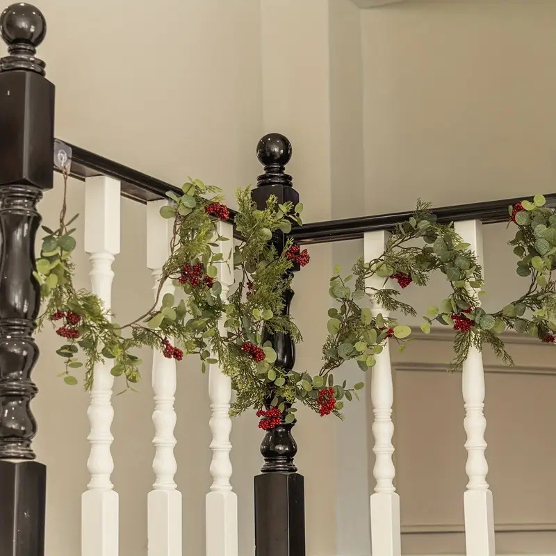 跨境气氛布置装饰藤条仿真绿植松针红果圣诞摆件家居装饰仿真藤条详情4