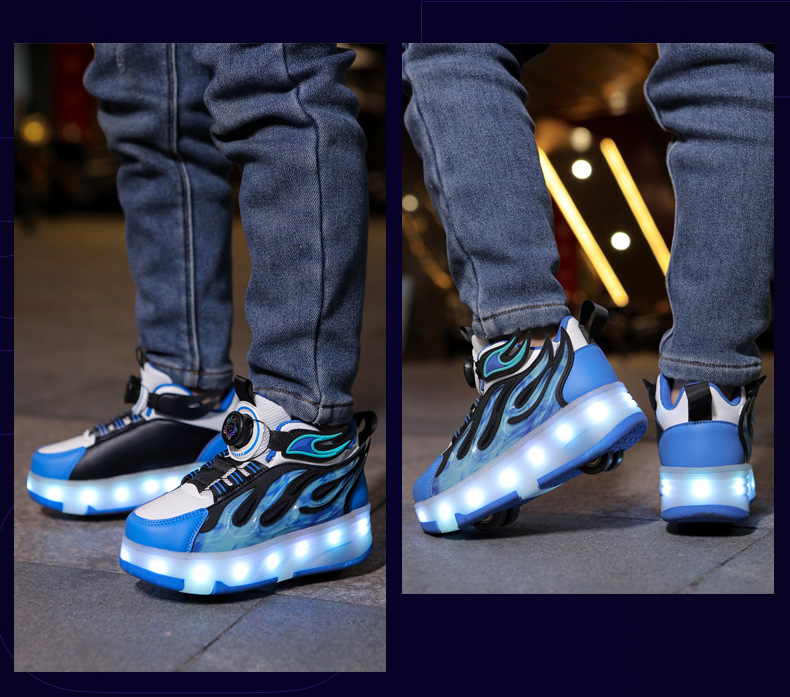 男童滑轮运动鞋轮滑鞋带灯四轮透气女童爆走鞋详情16