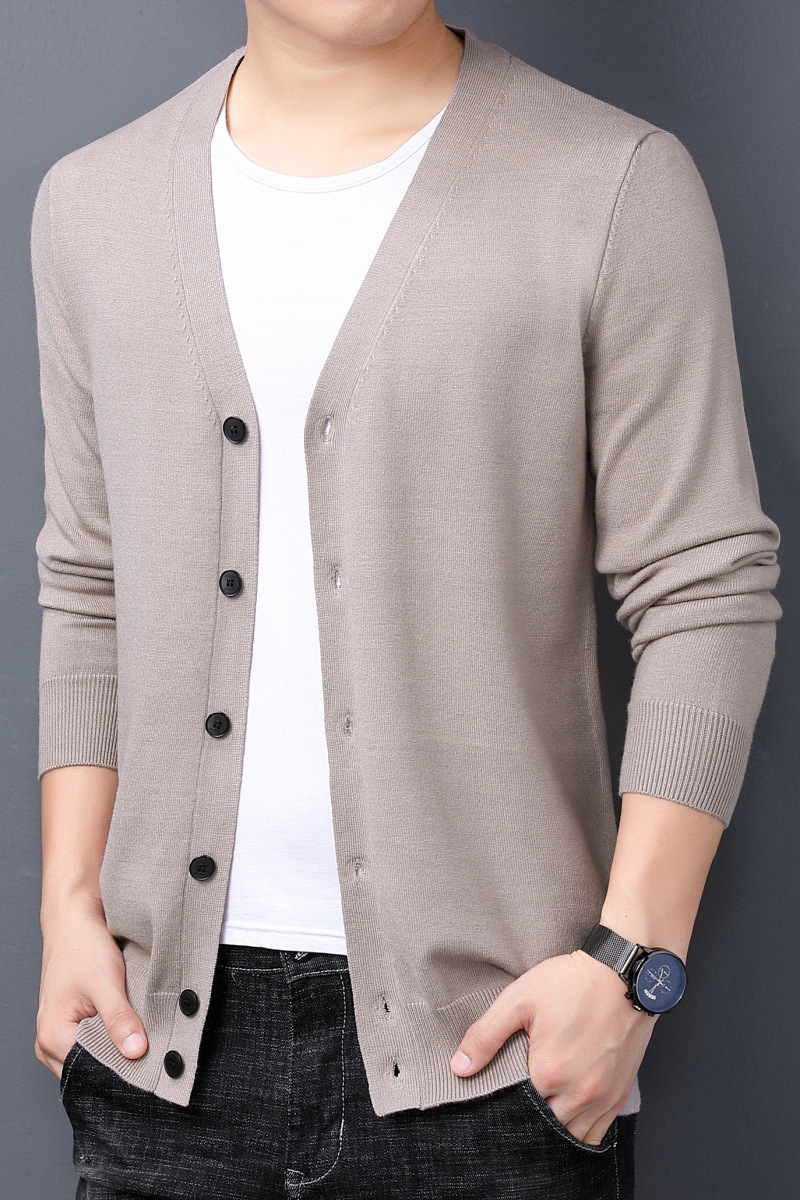 跨境外贸2024秋季新款针织开衫男薄款长袖纯色针织衫男士毛衣批发详情46