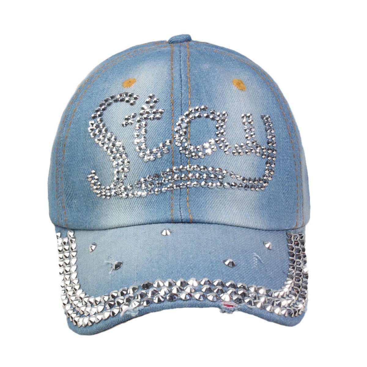 牛仔镶钻棒球帽弯檐男帽女帽百搭款遮阳鸭舌帽夏季休闲百搭帽子详情21