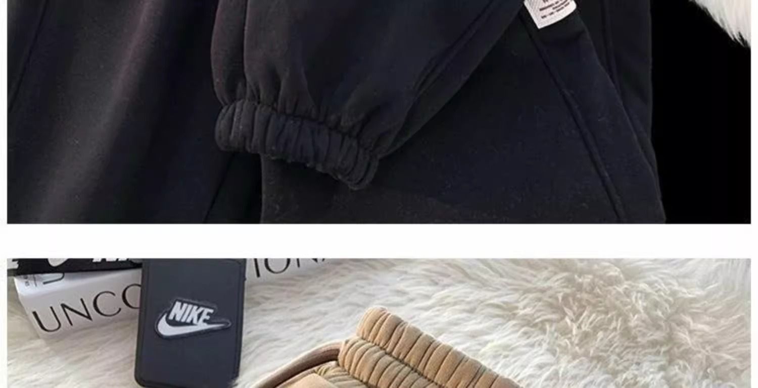 男女童休闲裤秋冬新款加绒加厚运动冬装中大童阔腿羊驼绒束脚长裤详情15