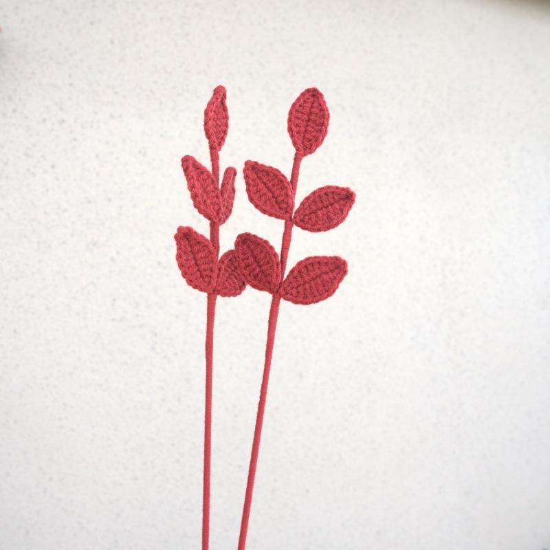 手工钩织花束配饰毛线编织四季叶子圣诞春节装饰批发宠物园艺蕨类植物详情10