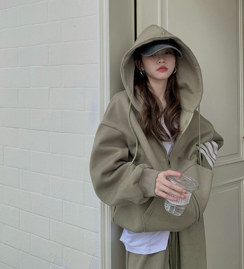 加厚运动套装女春秋冬款韩版学生宽松时尚跑步休闲两件套卫衣连帽详情15