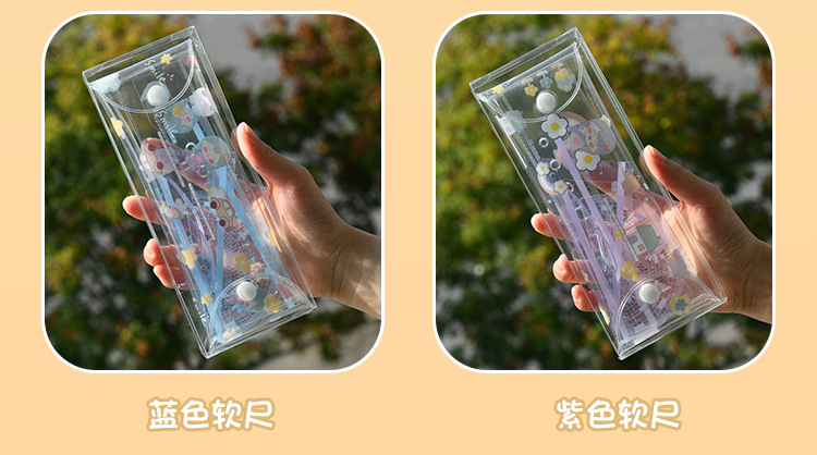 Regla estudiante manga dura regla juego de cuatro piezas papelería de examen suministros escolares regla de 15cm escala portátil personalizable pic 6