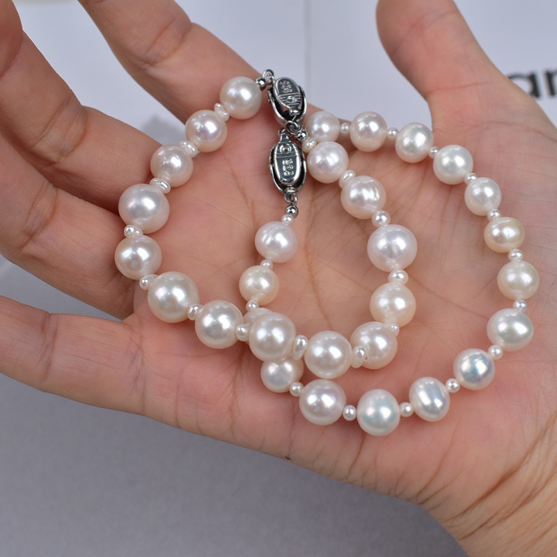 Natural freshwater pearl bracelet, bright white nearly round pearl bracelet, versatile for daily use. Original design, simple pearl bracelet pic 12