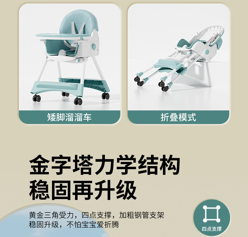 儿童餐椅家用可调节折叠厂家批发可坐可躺吃饭餐桌椅宝宝餐椅详情8
