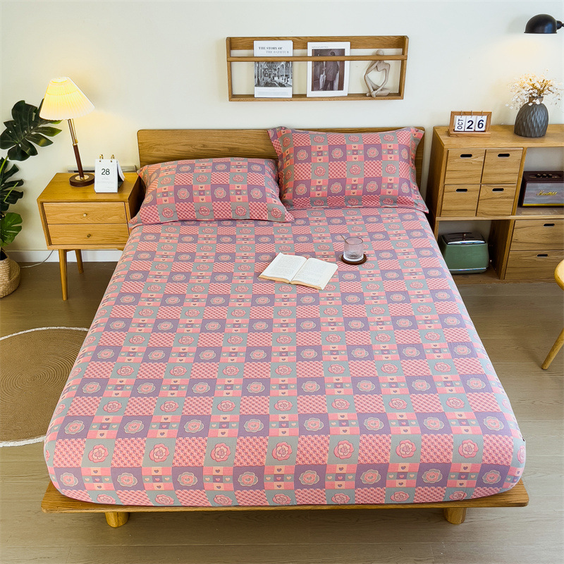 Pure cotton yarn-dyed jacquard double-layer gauze bed cover, single piece of all-cotton gauze mattress protective cover, bedspread, bed cover, single piece of bedding pic 106