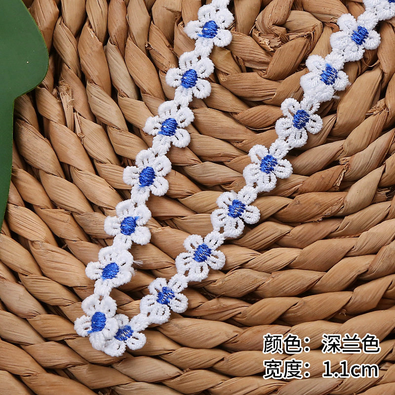 1.1CM 5-petal multi-color chrysanthemum milk silk lace and colorful embroidered lace factory for sale pic 5