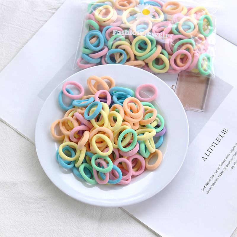 新款小号儿童彩色发圈宝宝不伤发头绳无接缝毛巾圈100根详情33