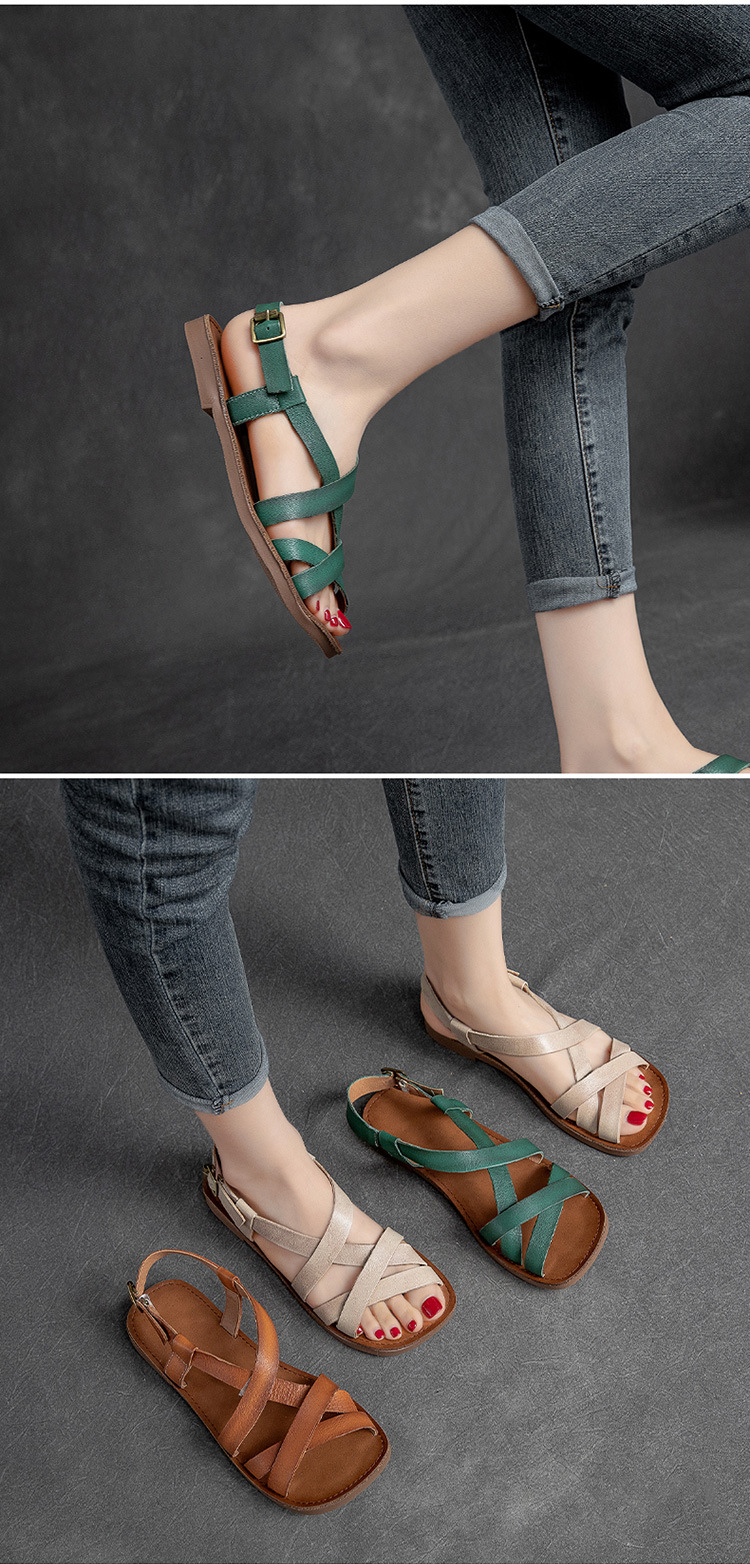 杰骤2025夏季新款罗马凉鞋女平底舒适露趾透气百搭一字带休闲时尚详情10