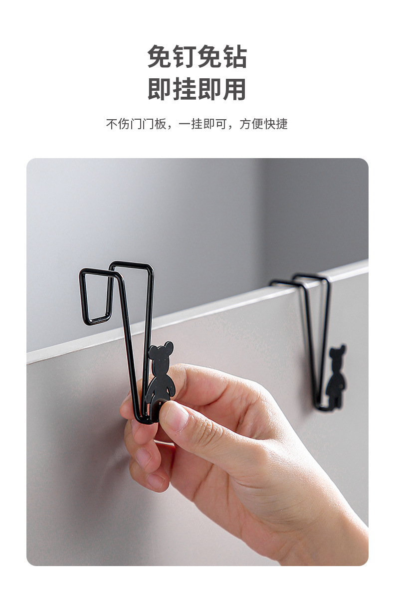 铁艺挂钩墙上浴室门后挂衣架壁挂创意挂钩入户进门玄关门后双钩详情7