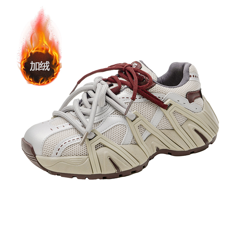 【sheii苏茵茵】长高6cm~秋冬复古鸳鸯带厚底休闲老爹鞋女运动鞋详情7