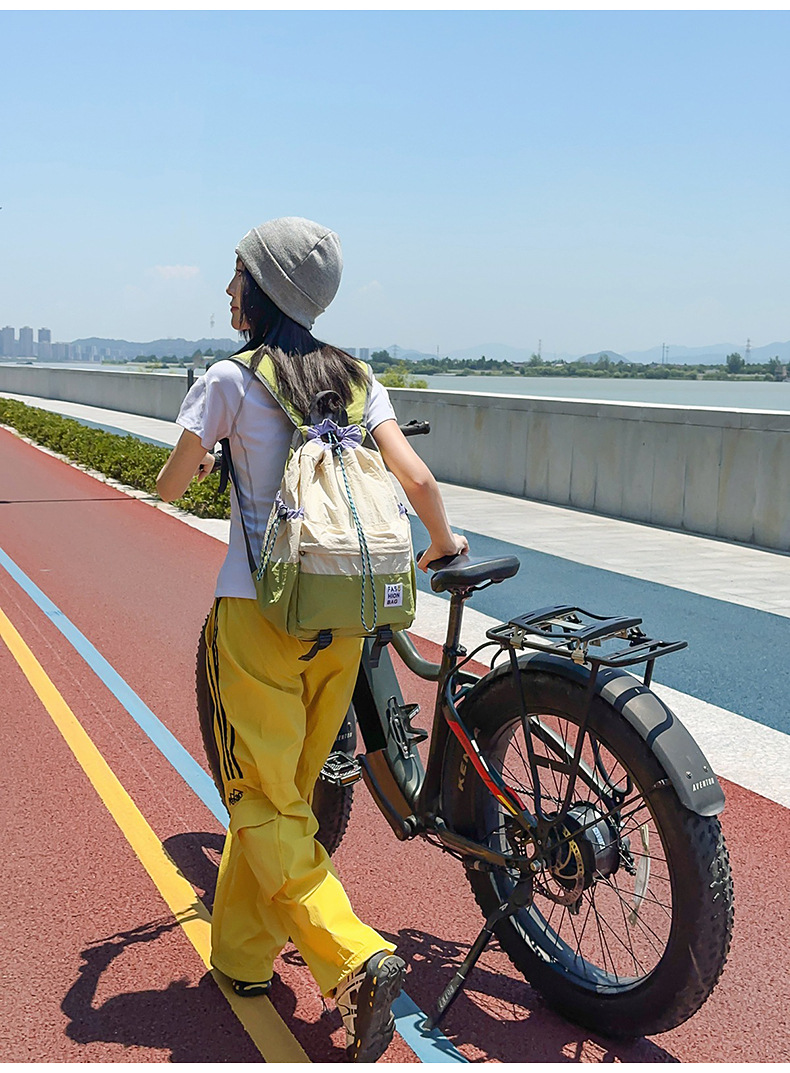 新款束口抽绳双肩包大容量休闲包户外运动登山包超轻量旅行背包详情11