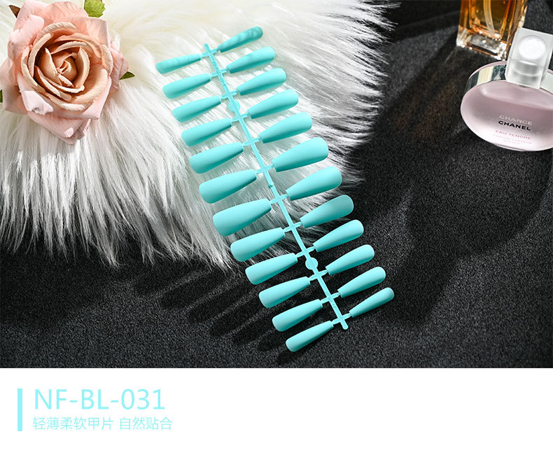 European and American mid-length solid color matte extra-long ballet nail trapezoidal matte wearable nail sheet false nails pic 31