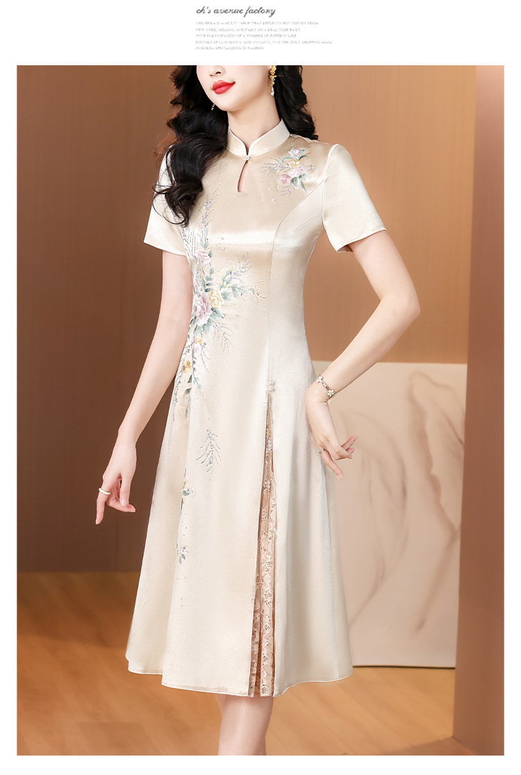 New Chinese-style elegant wedding dress for Grandma Xi, cheongsam dress, 2025 new style elegant mom dress pic 12