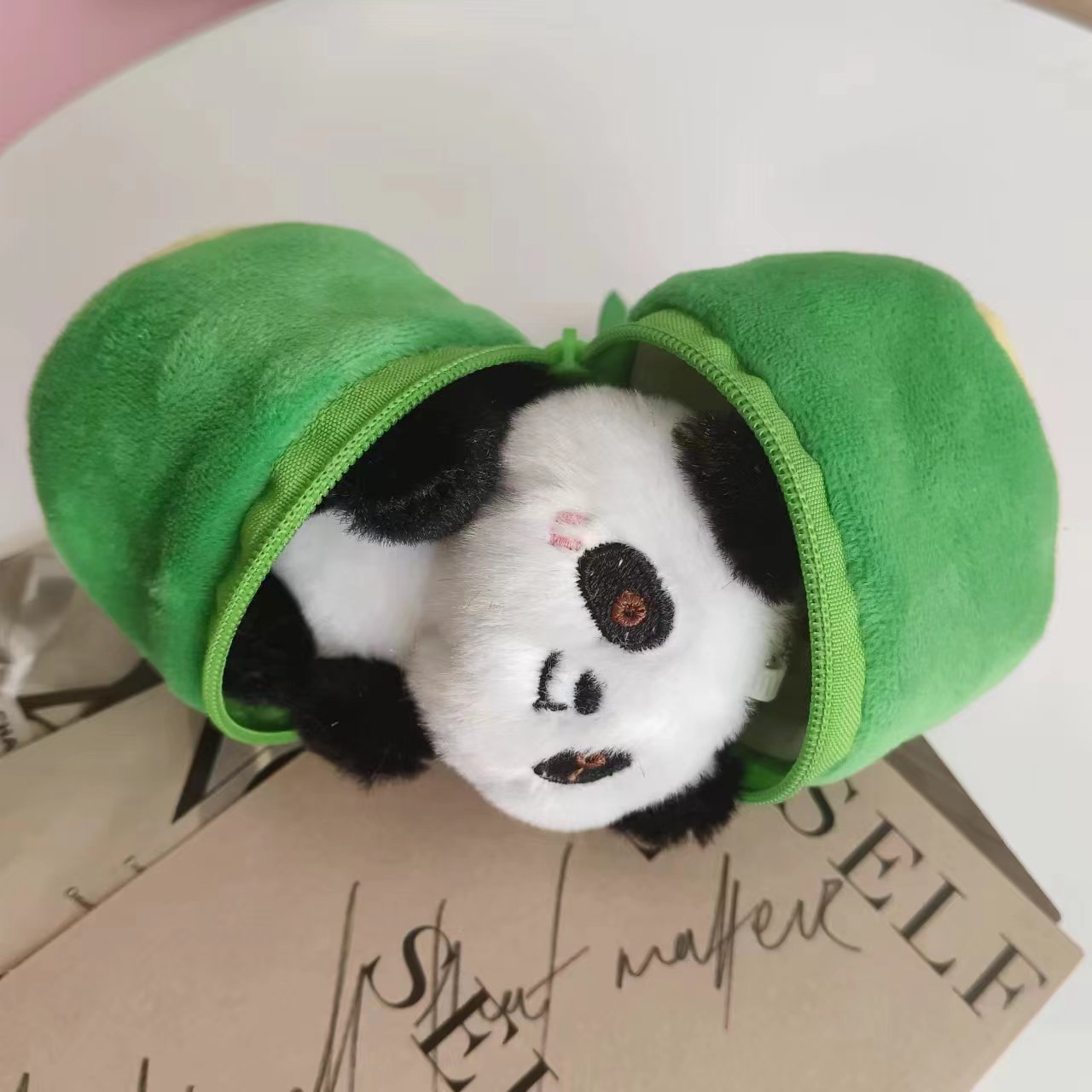 Cute bamboo tube panda doll pendant, detachable bamboo panda keychain pendant, mini figurine pic 3