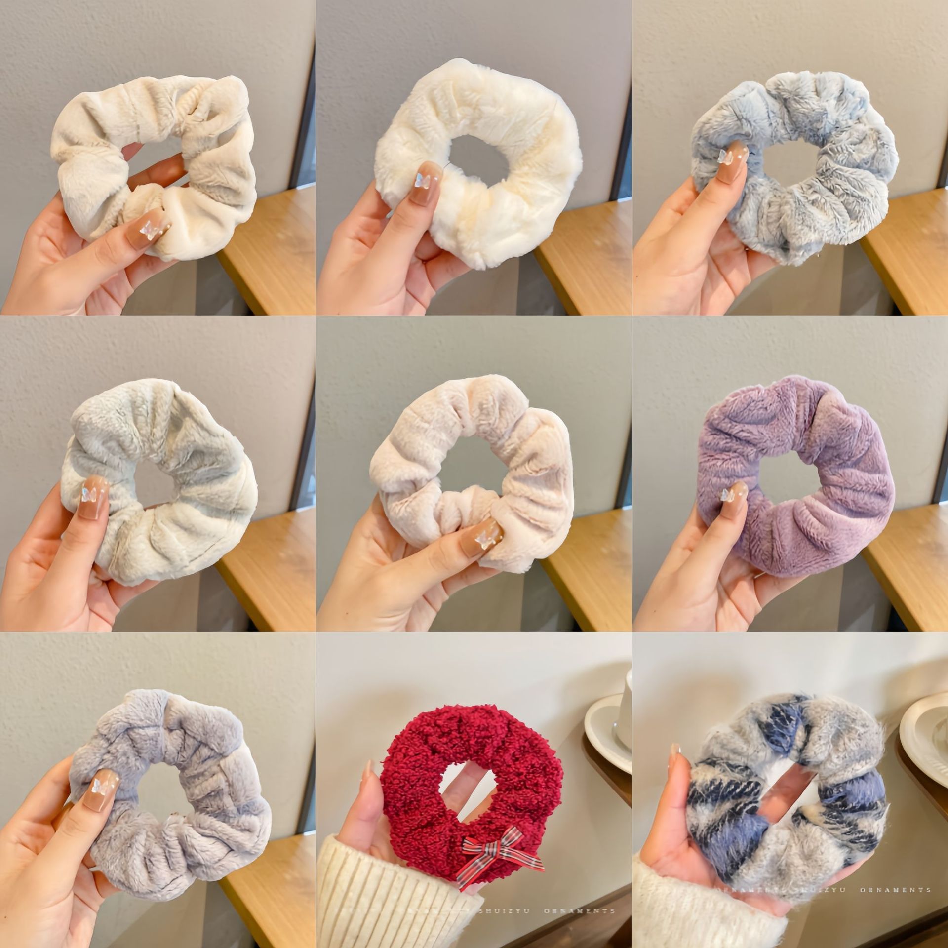 韩版秋冬毛绒大肠发圈女网红猪大肠发绳橡皮筋头饰发饰品头带详情4