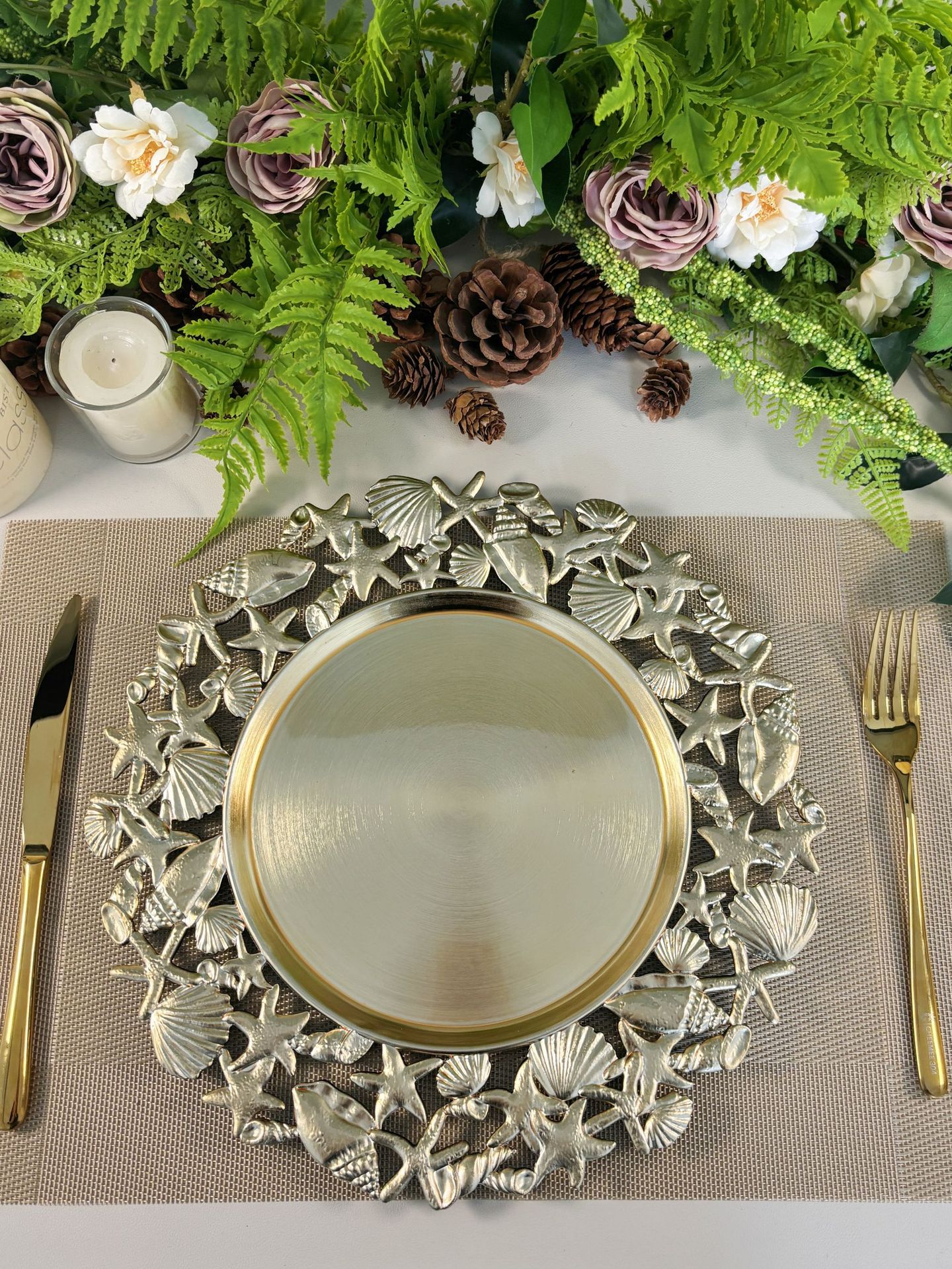 样品跨境欧式复古桌面装饰垫盘PP镂空海星海螺盘西餐厅圆形不规则详情2