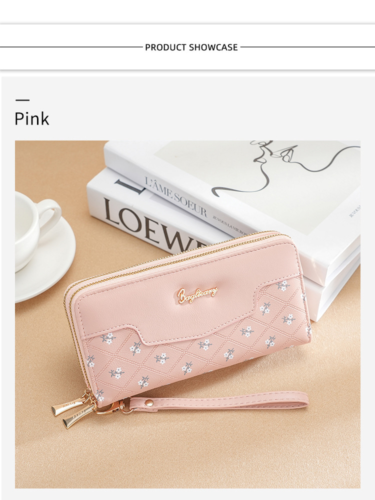 钱包女生长款新款韩版简约拼接手拿包wallet零钱包卡包女士高级感详情20