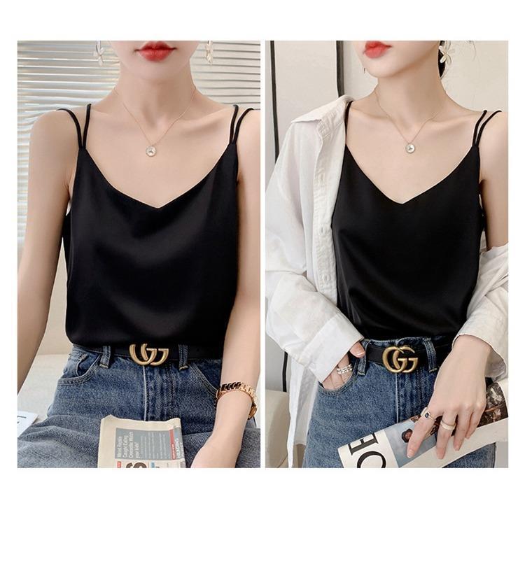 2025年吊带背心女内搭白色美背醋酸仿真丝上衣缎面夏西装仿打底衫详情26