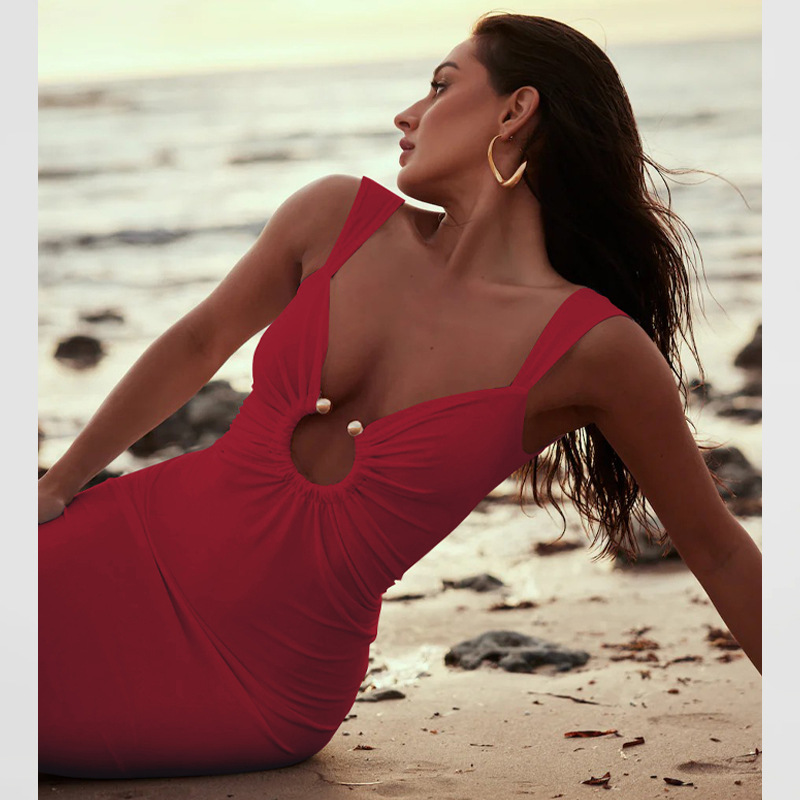 V-neck backless split slim dress foreign trade wholesale pic 12