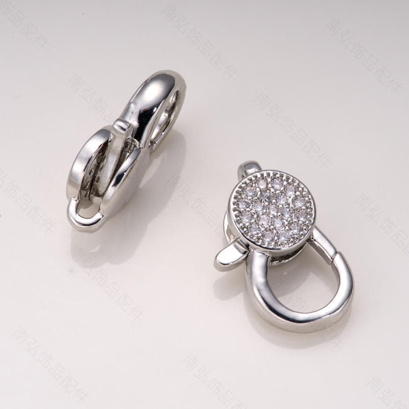 Pearl necklace clasp rose shell blade pin clasp connection end clasp sweater chain diy jewelry accessory pearl necklace clasp head full inlay zircon heavy industry lobster clasp spring clasp handmade end clasp sweater chain pic 35